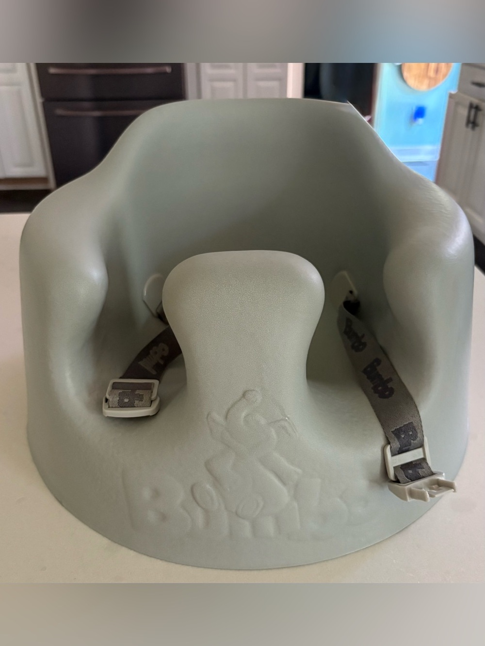 Bumbo Infant Floor Seat Baby Sit Up Play Chair with Adjustable Harness Cool Gray